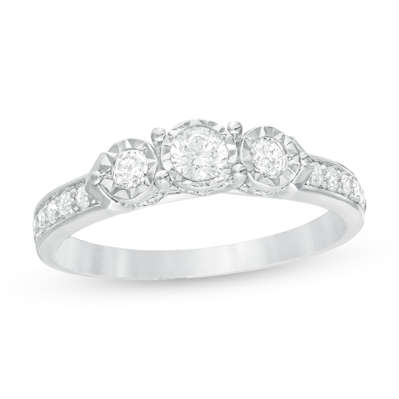 CT. T.W. Diamond Past Present Future® Engagement Ring in 10K White Gold|Peoples Jewellers