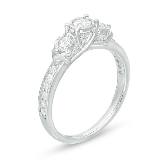 CT. T.W. Diamond Past Present Future® Engagement Ring in 10K White Gold