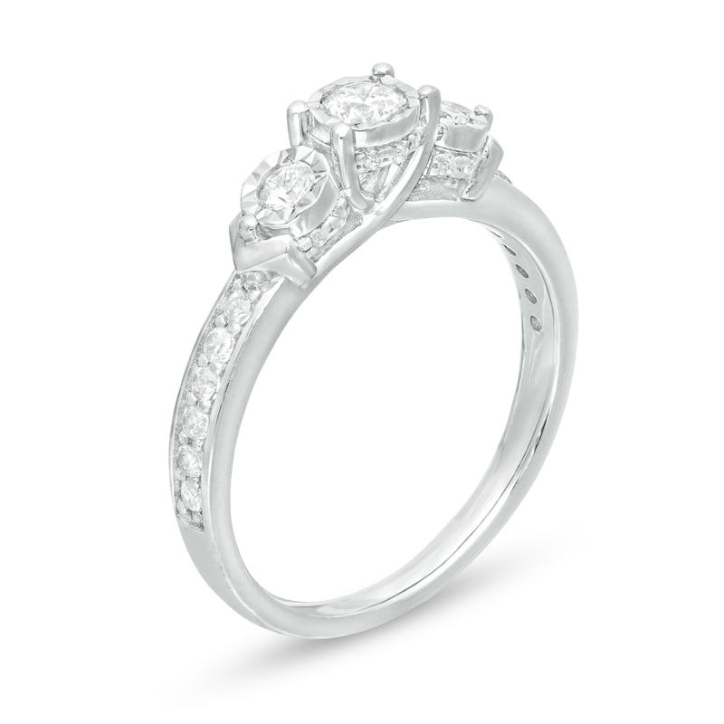 Main Image 3 of 0.45 CT. T.W. Diamond Past Present Future® Engagement Ring in 10K White Gold