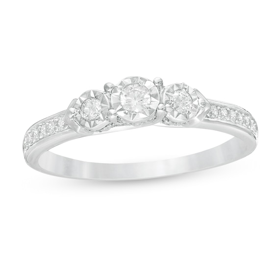 0.23 CT. T.W. Diamond Past Present Future® Engagement Ring in 10K White Gold