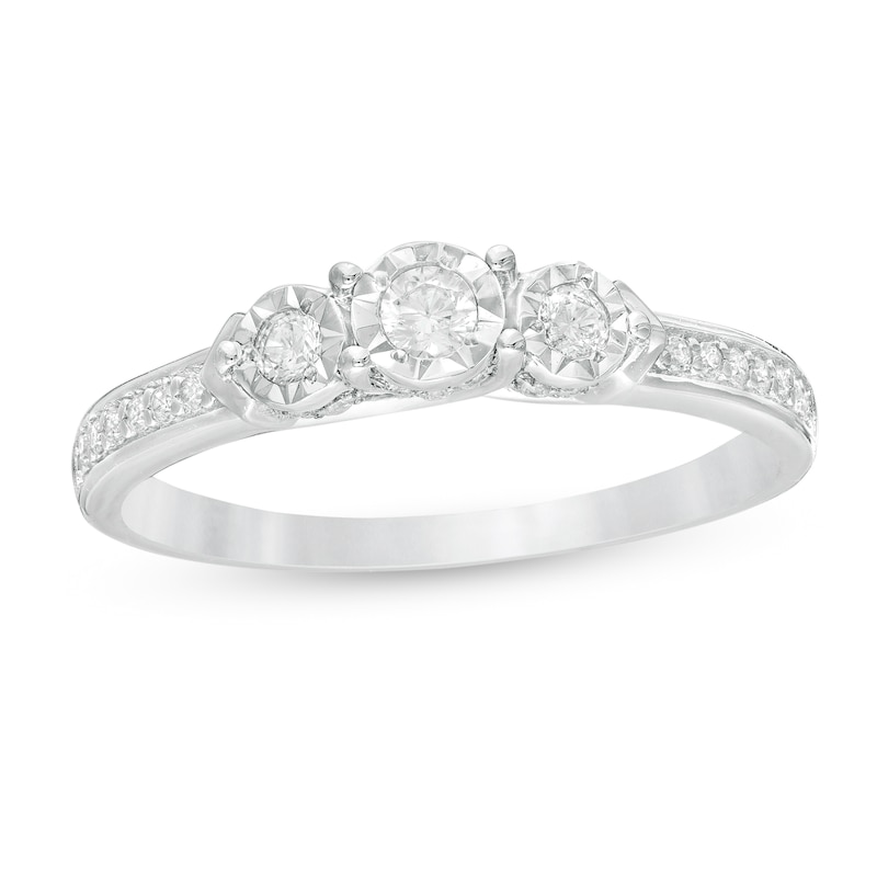 Main Image 1 of 0.23 CT. T.W. Diamond Past Present Future® Engagement Ring in 10K White Gold