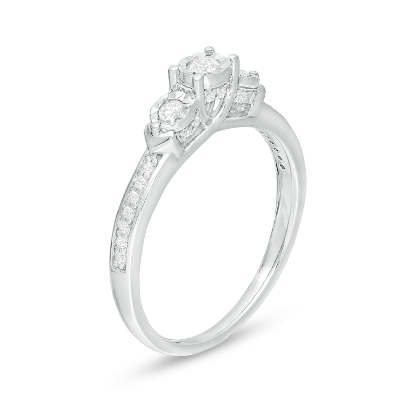 Main Image 3 of 0.23 CT. T.W. Diamond Past Present Future® Engagement Ring in 10K White Gold