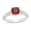 Enchanted Disney Mulan 6.0mm Cushion-Cut Rhodolite Garnet and 0.23 CT. T.W. Diamond Engagement Ring in 14K Two-Tone Gold