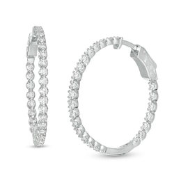 Marilyn Monroe™ Collection 1.00 CT. T.W. Journey Diamond Inside-Out Hoop Earrings in 10K White Gold