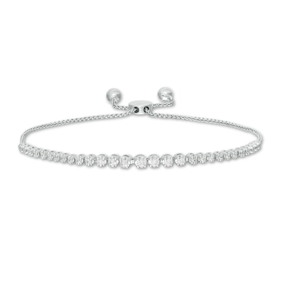 Marilyn Monroe™ Collection 0.50 CT. T.W. Journey Diamond Bolo Bracelet in 10K White Gold - 9.5"