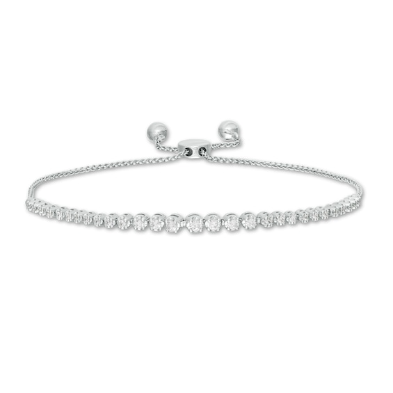 Marilyn Monroe™ Collection 0.50 CT. T.W. Journey Diamond Bolo Bracelet in 10K White Gold - 9.5"