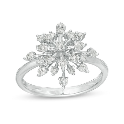 Marilyn Monroe™ Collection 0.50 CT. T.W. Diamond Starburst Ring in 10K White Gold