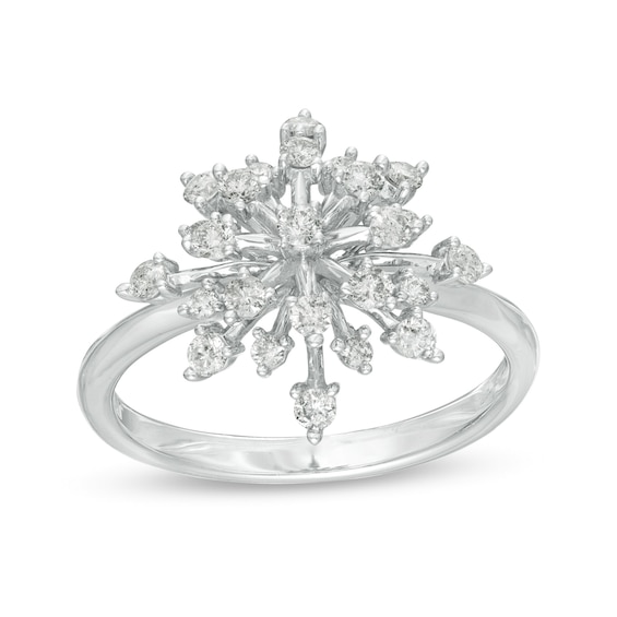 Marilyn Monroe™ Collection 0.50 CT. T.W. Diamond Starburst Ring in 10K White Gold