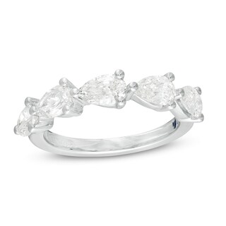 Vera Wang Love Collection 1.45 CT. T.W. Certified Pear-Shaped Diamond Anniversary Band in 14K White Gold (I/SI2)