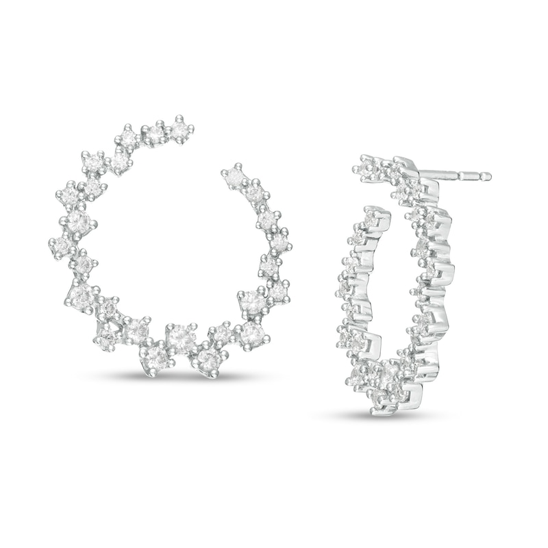 Marilyn Monroe™ Collection 0.75 CT. T.W. Diamond Scatter Circle Earrings in 10K White Gold|Peoples Jewellers