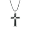 Thumbnail Image 0 of Vera Wang Men 0.145 CT. Diamond Solitaire Black Enamel Cross Pendant in Sterling Silver with Black Rhodium - 22"