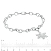 Thumbnail Image 2 of 0.085 CT. T.W. Diamond Snowflake Charm Bracelet in Sterling Silver - 7.5"