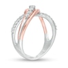 0.29 CT. T.W. Diamond Crossover Ring in Sterling Silver and 10K Rose Gold