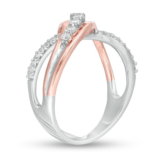 0.29 CT. T.W. Diamond Crossover Ring in Sterling Silver and 10K Rose Gold