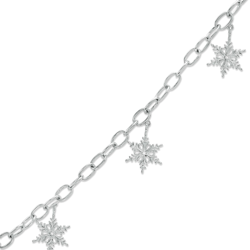 Diamond Accent Snowflake Charm Bracelet in Sterling Silver - 7.5"|Peoples Jewellers
