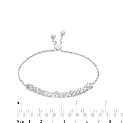 Marilyn Monroe™ Collection 1.00 CT. T.W. Baguette and Round Diamond Multi-Row Bolo Bracelet in 10K White Gold - 9.5"