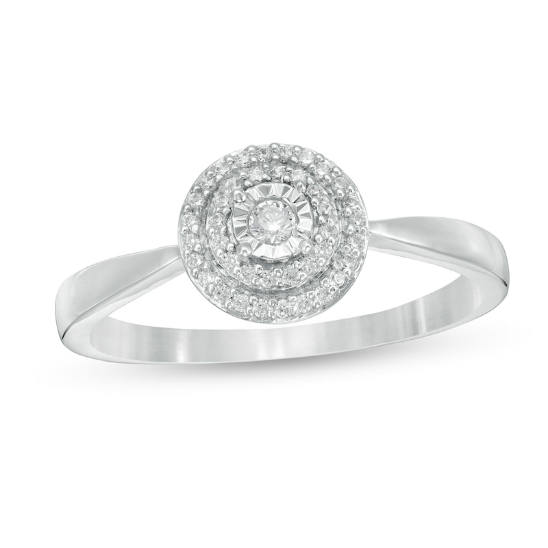 0.145 CT. T.W. Diamond Double Frame Promise Ring in Sterling Silver|Peoples Jewellers