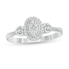 Thumbnail Image 0 of 0.145 CT. T.W. Composite Diamond Oval Frame Heart-Sides Promise Ring in 10K White Gold