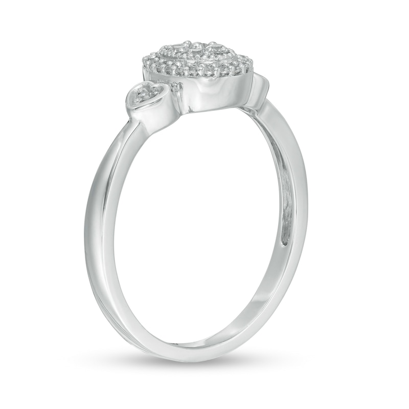 0.145 CT. T.W. Composite Diamond Oval Frame Heart-Sides Promise Ring in 10K White Gold