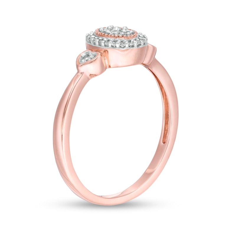 0.145 CT. T.W. Composite Diamond Oval Frame Heart-Sides Promise Ring in 10K Rose Gold