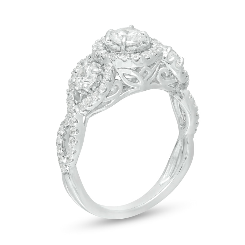 1.00 CT. T.W. Diamond Past Present Future® Frame Twist Engagement Ring in 10K White Gold|Peoples Jewellers