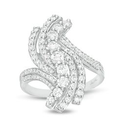 Marilyn Monroe™ Collection 1.00 CT. T.W. Journey Diamond Bypass Ring in 10K White Gold