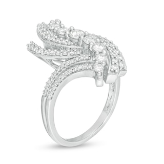 Marilyn Monroe™ Collection 1.00 CT. T.W. Journey Diamond Bypass Ring in 10K White Gold