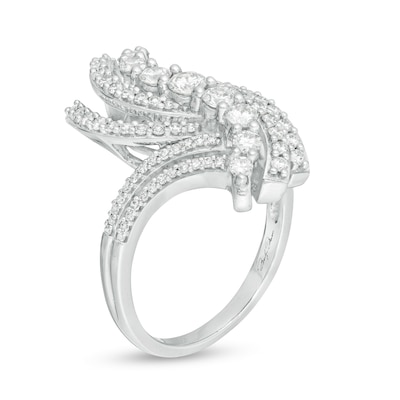 Marilyn Monroe™ Collection 1.00 CT. T.W. Journey Diamond Bypass Ring in 10K White Gold