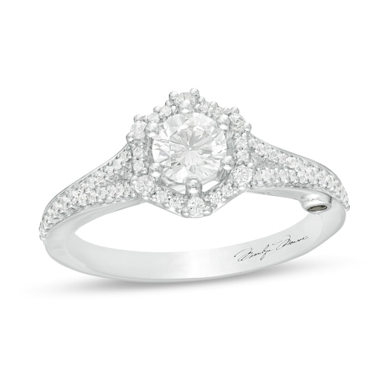 Marilyn Monroe™ Collection 0.69 CT. T.W. Diamond Hexagonal Frame Art Deco Engagement Ring in 14K White Gold