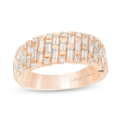 Marilyn Monroe™ Collection 0.95 CT. T.W. Baguette and Round Diamond Band in 14K Rose Gold