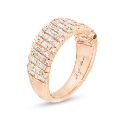 Marilyn Monroe™ Collection 0.95 CT. T.W. Baguette and Round Diamond Band in 14K Rose Gold