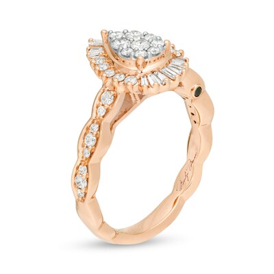 Marilyn Monroe™ Collection 0.58 CT. T.W. Composite Pear-Shaped Diamond Scallop Shank in 14K Rose Gold