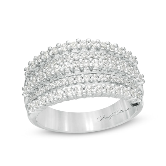 Marilyn Monroe™ Collection 0.95 CT. T.W. Diamond Multi-Row Anniversary Ring in 14K White Gold