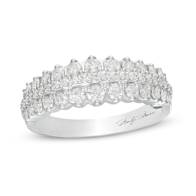 Marilyn Monroe™ Collection 0.69 CT. T.W. Diamond Scallop-Edge Anniversary Band in 14K White Gold