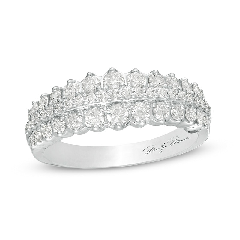 Marilyn Monroe™ Collection 0.69 CT. T.W. Diamond Scallop-Edge Anniversary Band in 14K White Gold|Peoples Jewellers