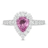 Vera Wang Love Collection Certified Pear-Shaped Pink Sapphire and 0.95 CT. T.W. Diamond Engagement Ring in 14K White Gold