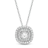 5.0 mm Lab-Created White Sapphire Double Cushion Frame Pendant in Sterling Silver