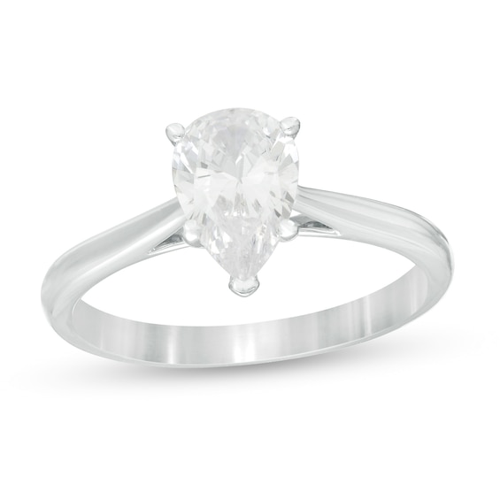 1.00 CT. Certified Pear-Shaped Diamond Solitaire Engagement Ring in 14K White Gold (K/I3)