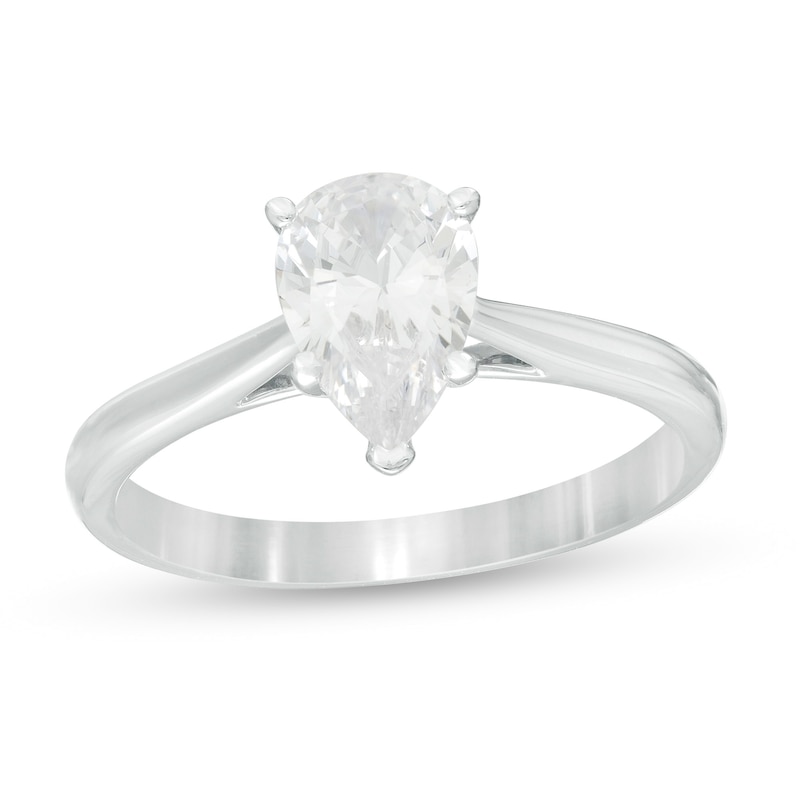 1.00 CT. Certified Pear-Shaped Diamond Solitaire Engagement Ring in 14K White Gold (K/I3)