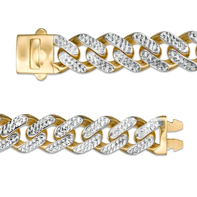 11.3mm Diamond-Cut Curb Chain Necklace in Hollow 14K Two-Tone Gold - 24"