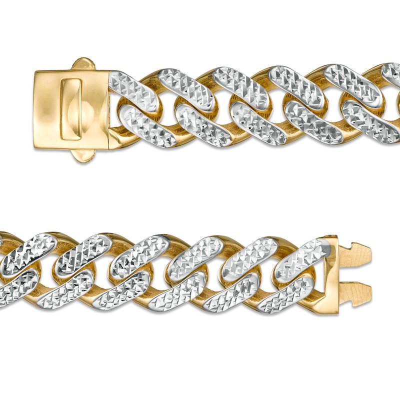 11.3mm Diamond-Cut Curb Chain Necklace in Hollow 14K Two-Tone Gold - 24"|Peoples Jewellers