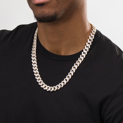 13.5mm Diamond-Cut Curb Chain Necklace in Hollow 14K Two-Tone Gold - 24"