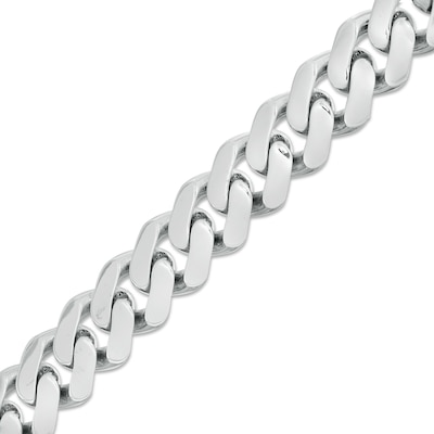 Men's 9.5mm Diamond-Cut Cuban Curb Chain Bracelet in Hollow 14K White Gold - 8.25"