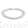Thumbnail Image 1 of Men's 9.5mm Diamond-Cut Cuban Curb Chain Bracelet in Hollow 14K White Gold - 8.25"