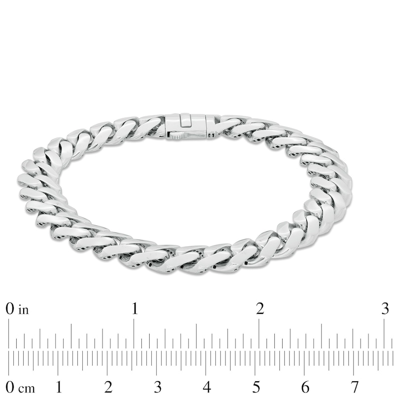 Men's 9.5mm Diamond-Cut Cuban Curb Chain Bracelet in Hollow 14K White Gold - 8.25"|Peoples Jewellers