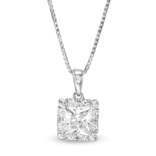 CT. T.W. Certified Canadian Princess-Cut Diamond Frame Pendant in 14K White Gold (I/I2