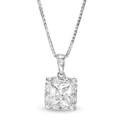 CT. T.W. Certified Canadian Princess-Cut Diamond Frame Pendant in 14K White Gold (I/I2