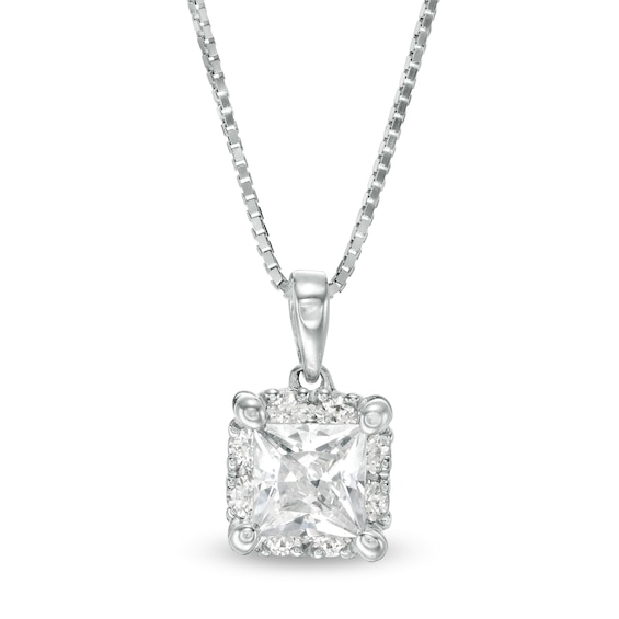 CT. T.W. Certified Canadian Princess-Cut Diamond Frame Pendant in 14K White Gold (I/I2