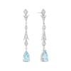 Enchanted Disney Elsa Pear-Shaped Aquamarine and 0.145 CT. T.W. Diamond Frost Drop Earrings in Sterling Silver