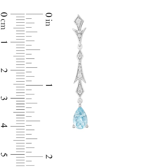 Enchanted Disney Elsa Pear-Shaped Aquamarine and 0.145 CT. T.W. Diamond Frost Drop Earrings in Sterling Silver